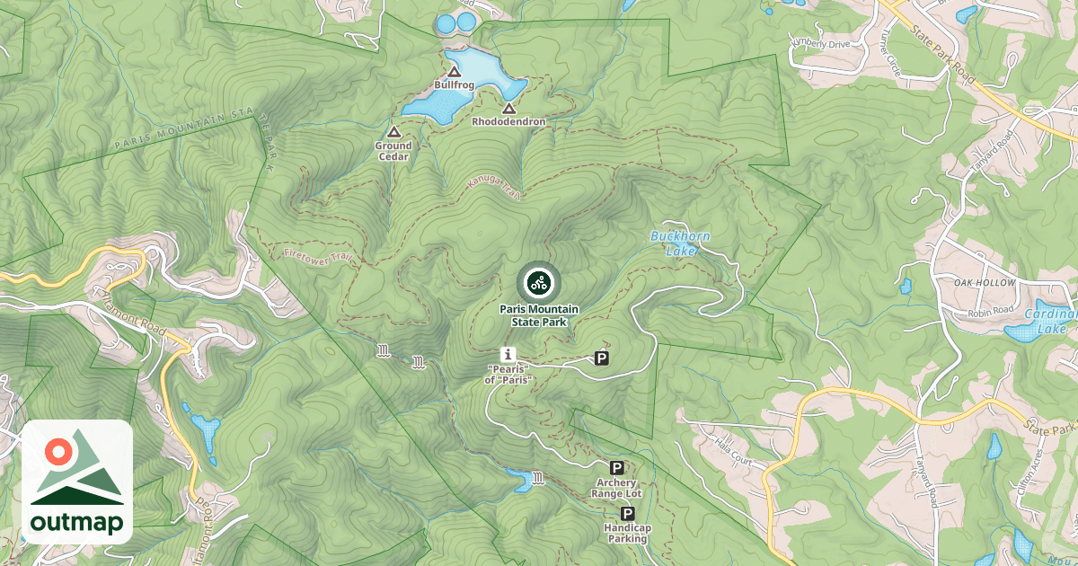 Map of Paris Mountain State Park