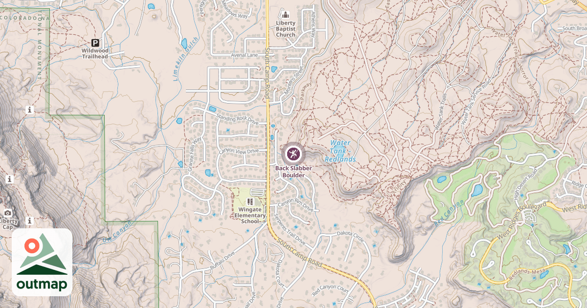 Map of Back Slabber Boulder