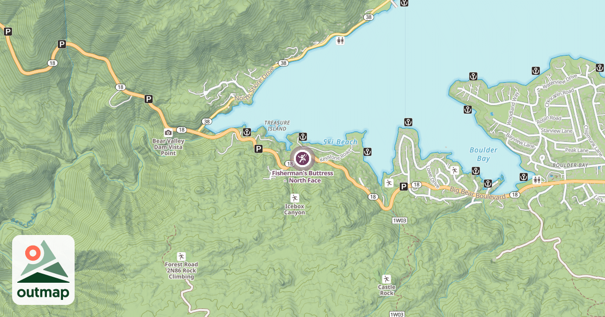 Map of Fisherman's Buttress -  North Face