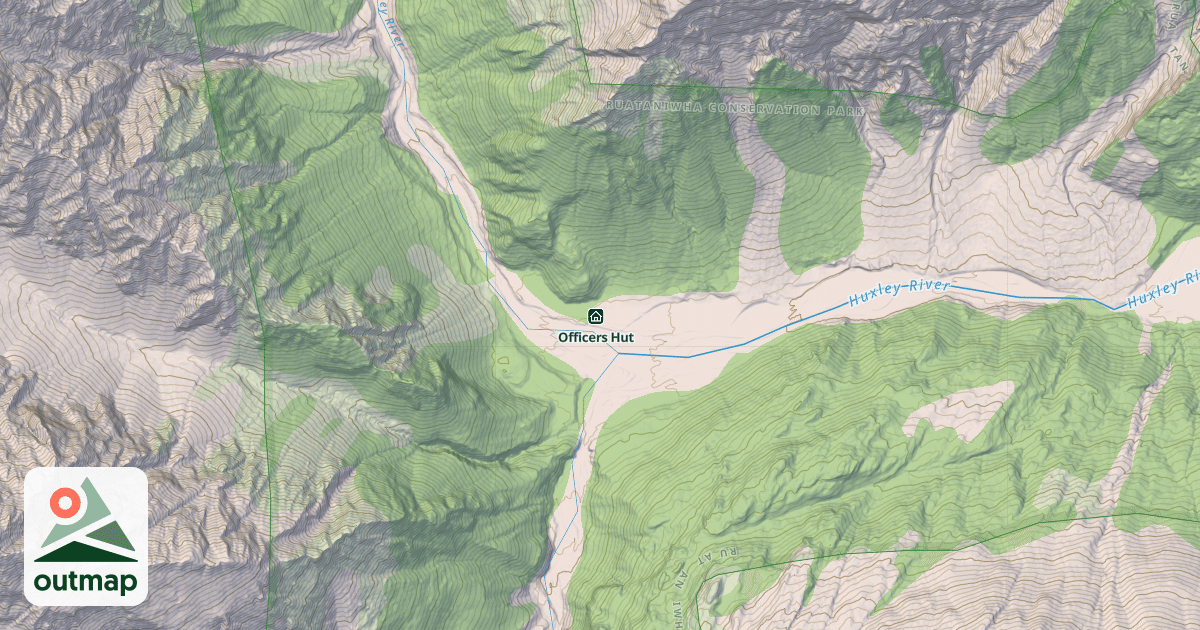 Map of Huxley Forks Hut