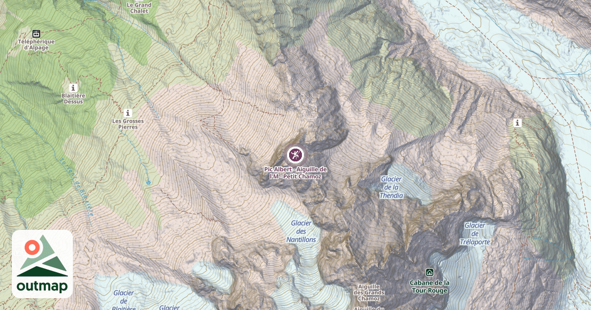Map of Pic Albert - Aiguille de l'M - Petit Chamoz