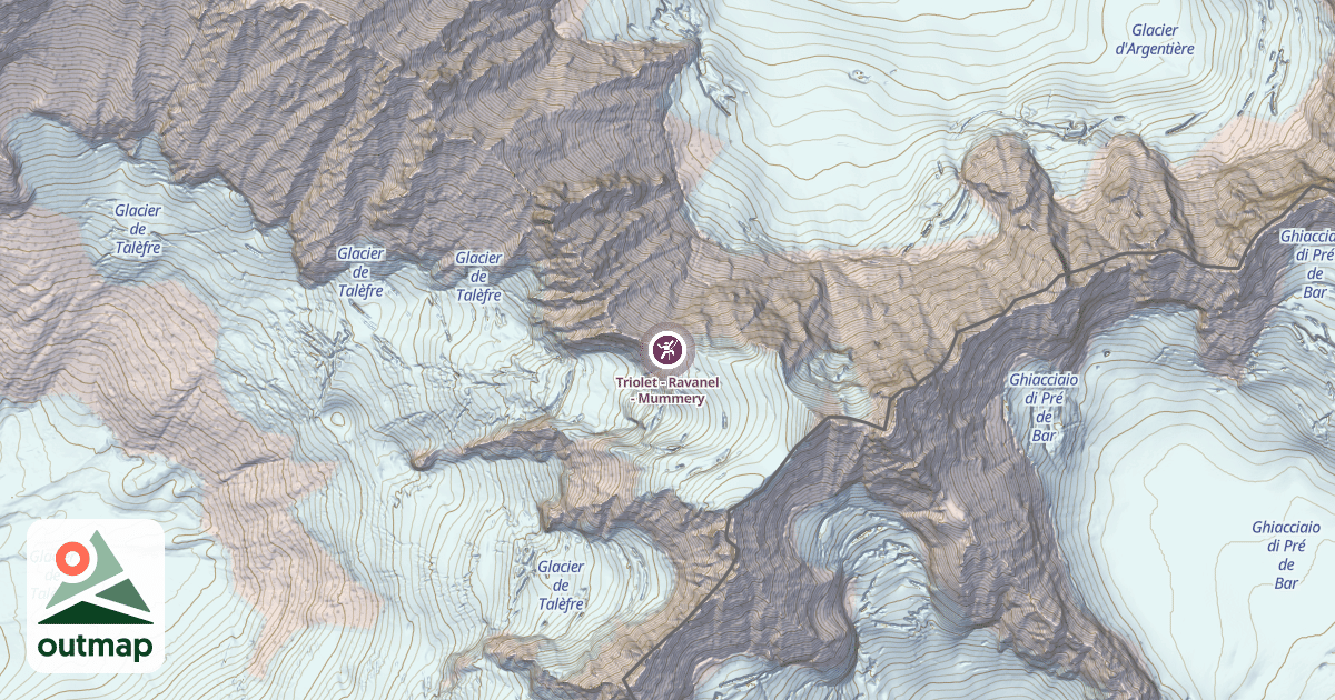 Map of Triolet - Ravanel - Mummery