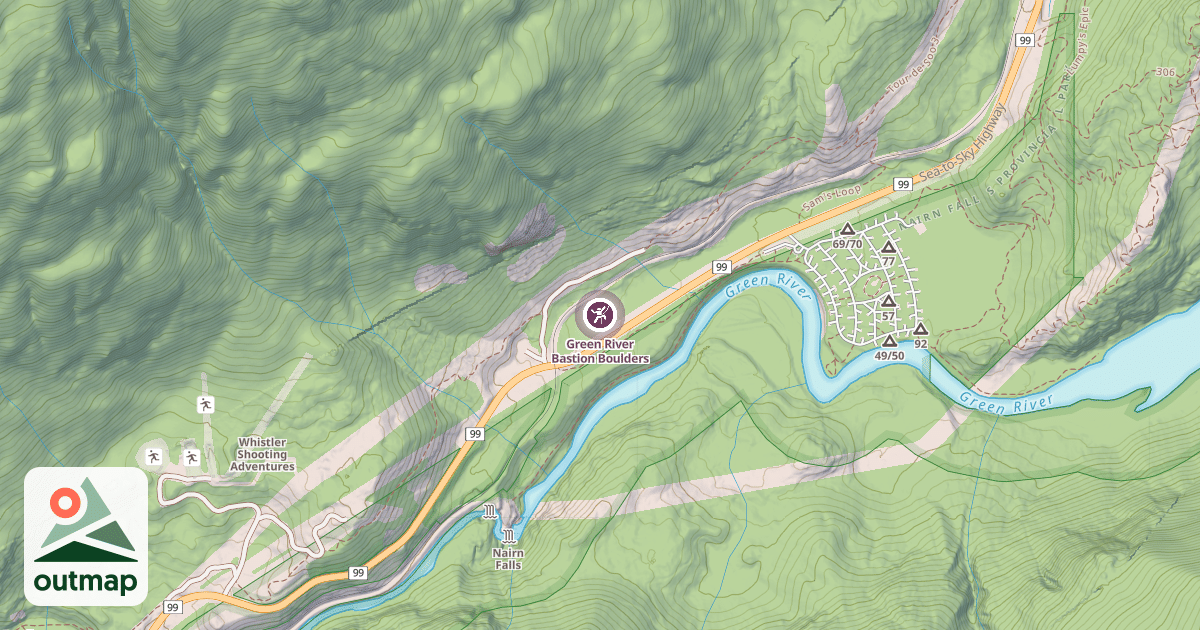 Map of Green River Bastion Boulders
