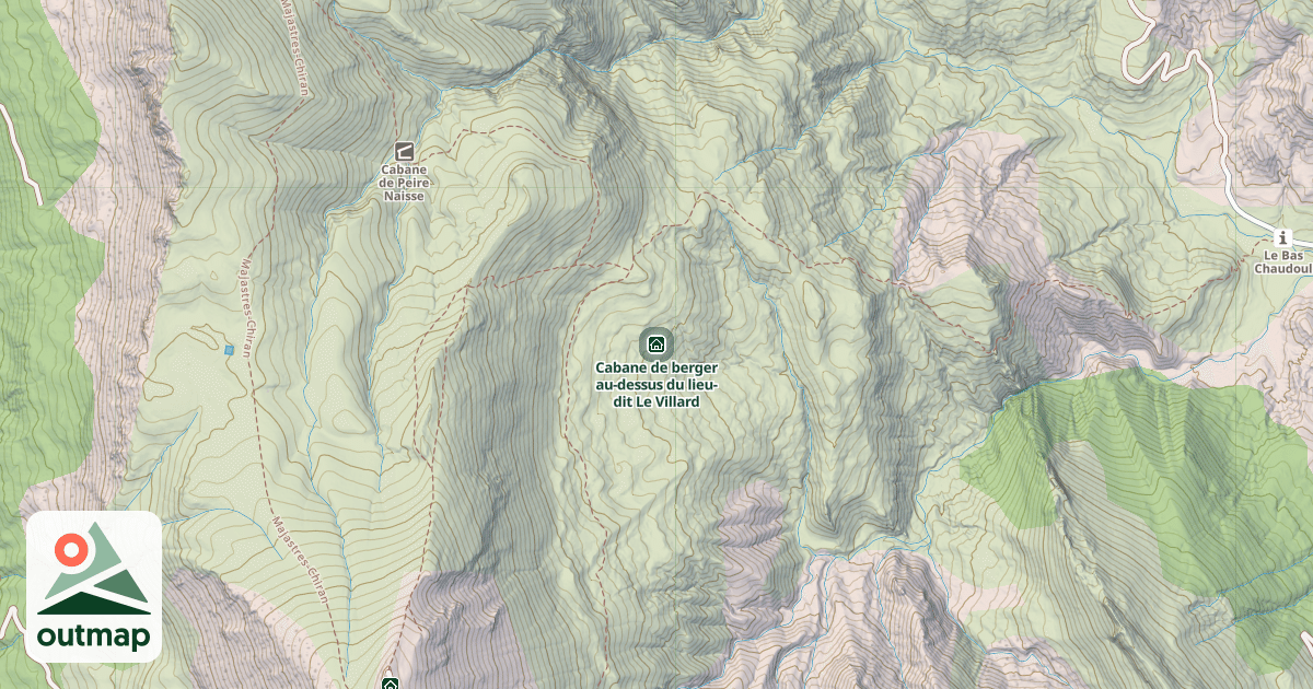 Map of Cabane de berger au-dessus du lieu-dit Le Villard