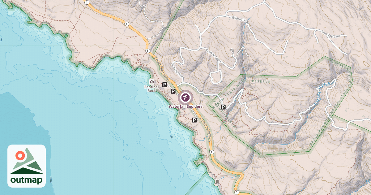 Map of Waterfall Boulders