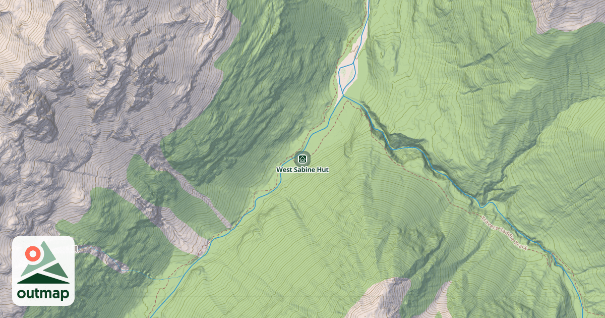 Map of West Sabine Hut