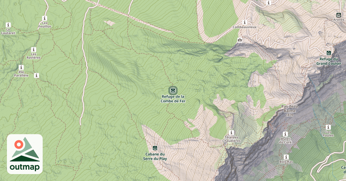 Map of Refuge de la Combe de Fer