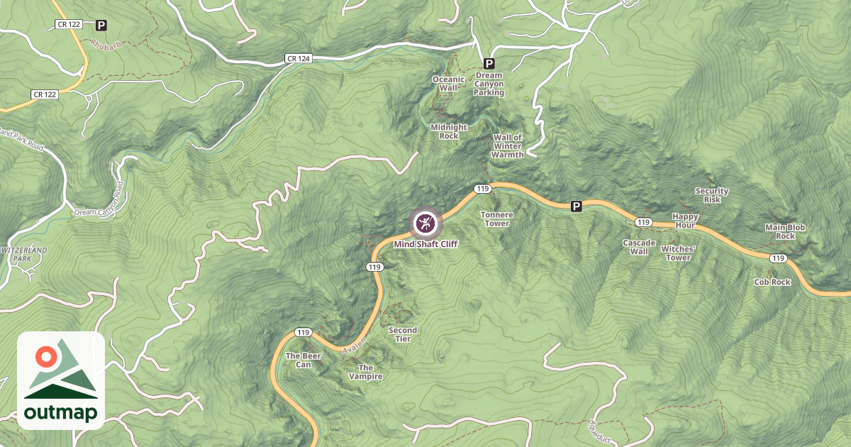 Map of Mind Shaft Cliff
