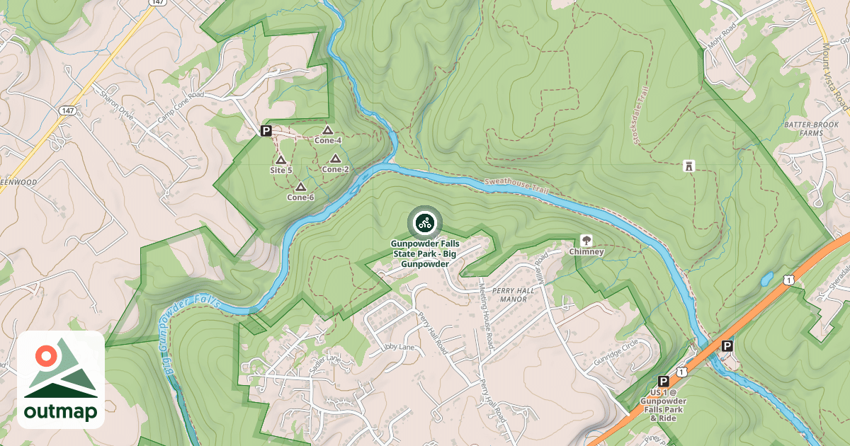 Map of Gunpowder Falls State Park - Big Gunpowder