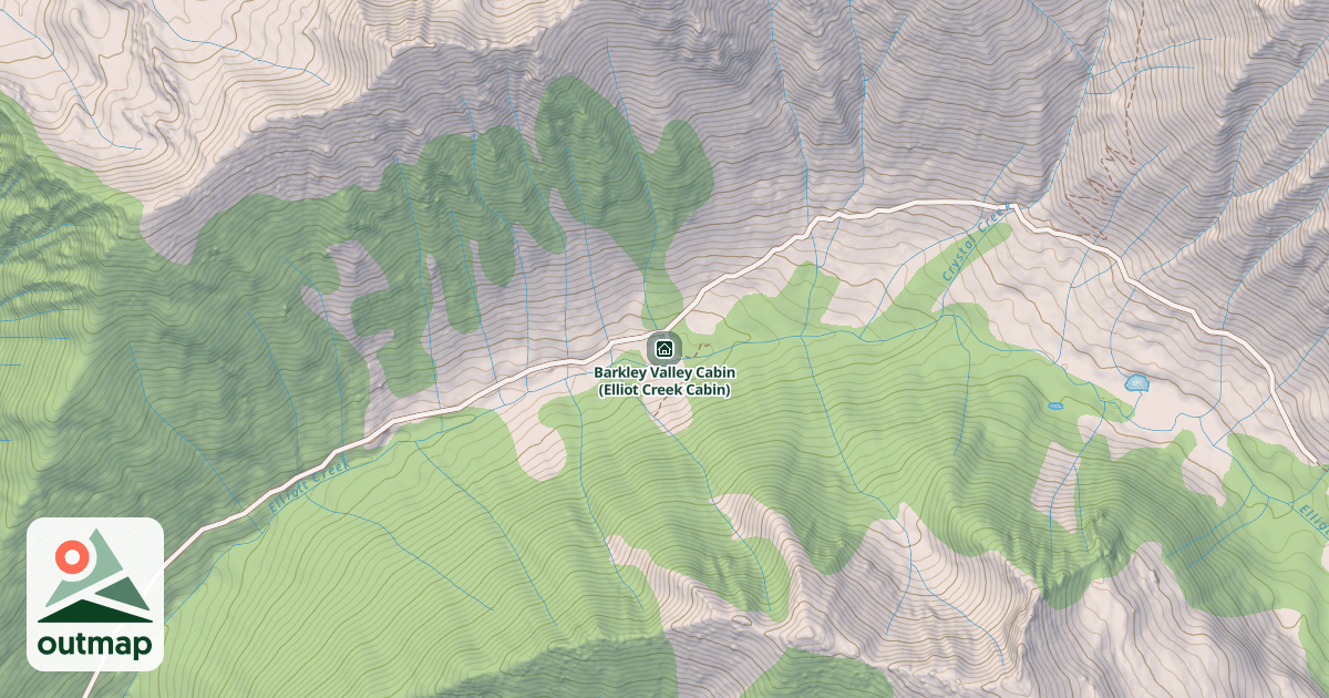 Map of Barkley Valley Cabin (Elliot Creek Cabin)