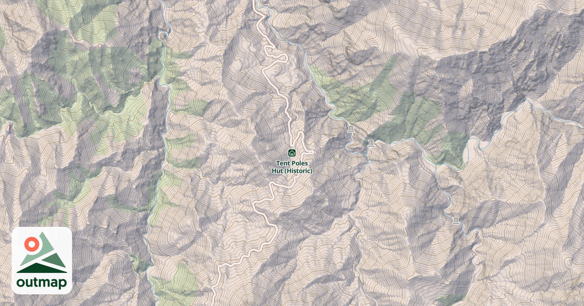 Map of Tent Poles Hut (Historic)