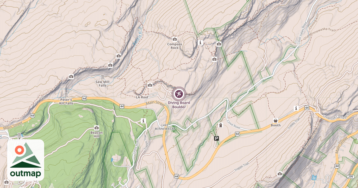 Map of Diving Board Boulder