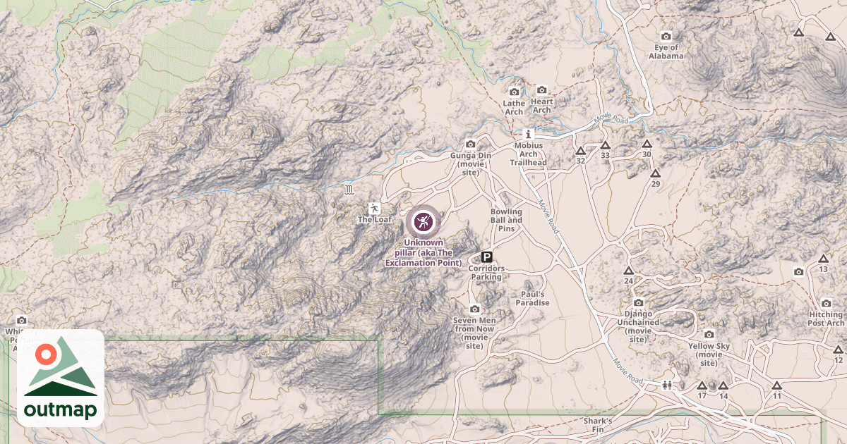 Map of Unknown pillar (aka The Exclamation Point)