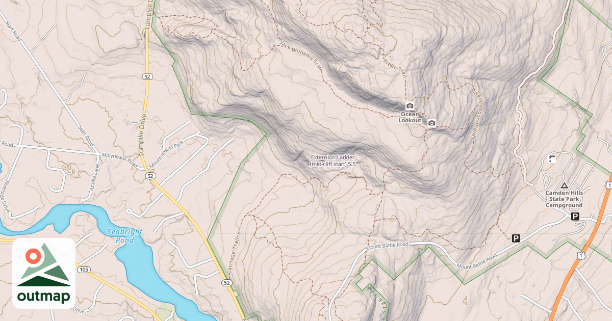 Map of Extension Ladder (mid-cliff start)