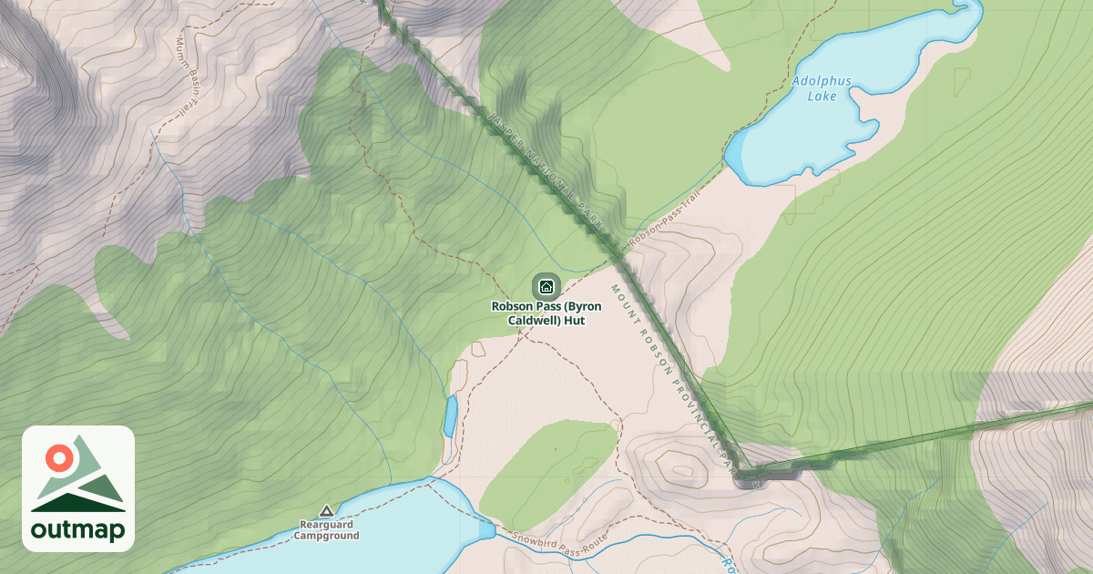 Map of Robson Pass (Byron Caldwell) Hut