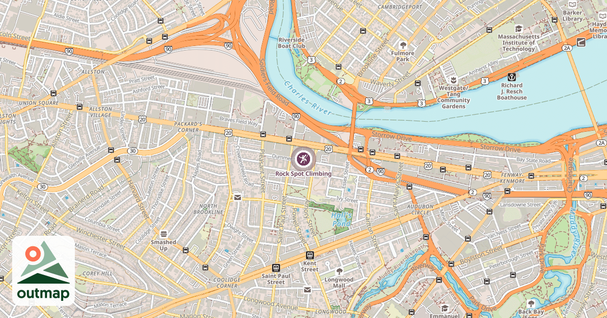 Map of Rock Spot Climbing