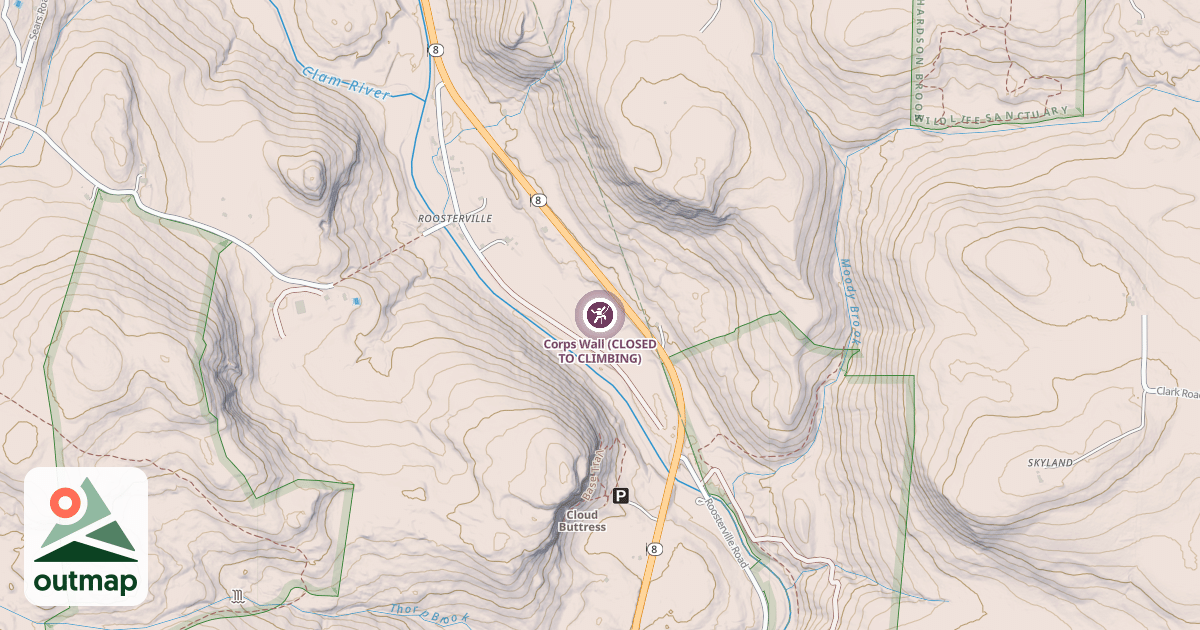 Map of Corps Wall (CLOSED TO CLIMBING)