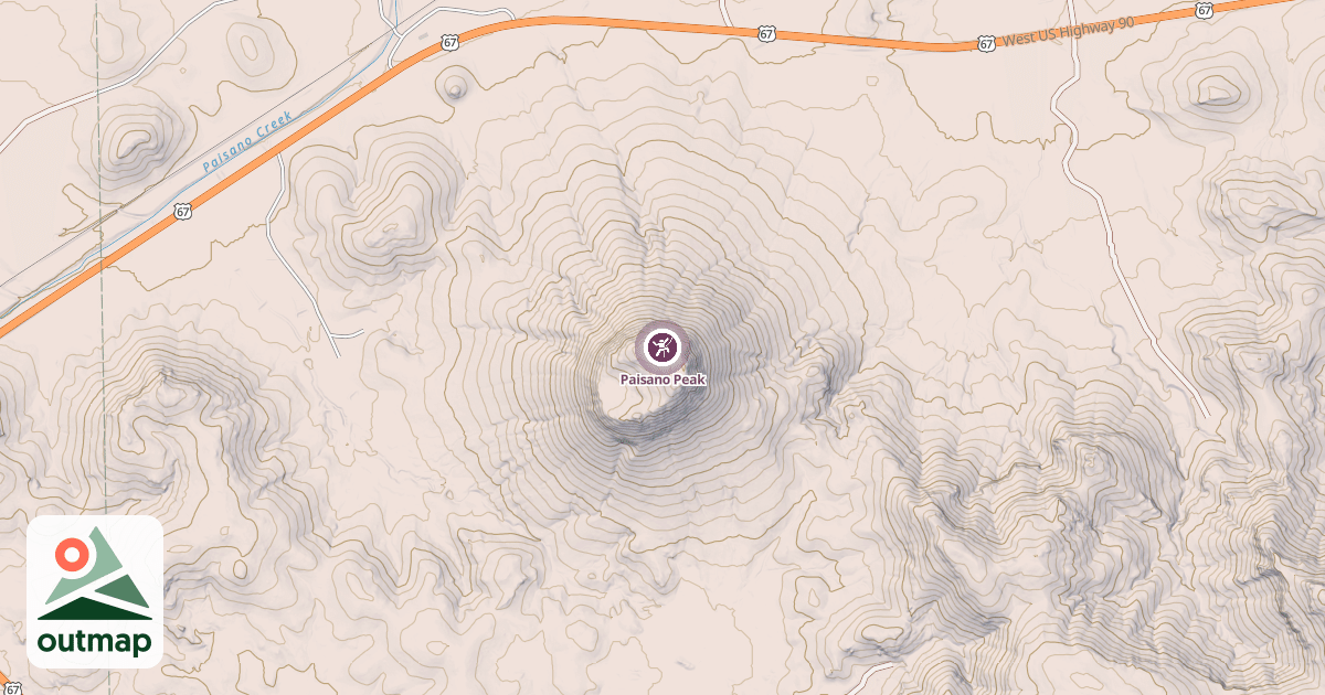 Map of Paisano Peak