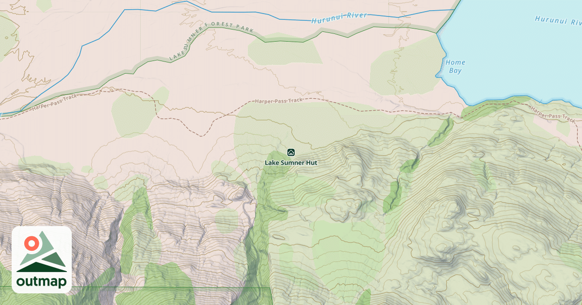 Map of Lake Sumner Hut
