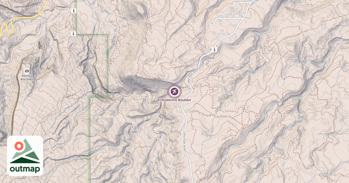 Map of El Duderino Boulder