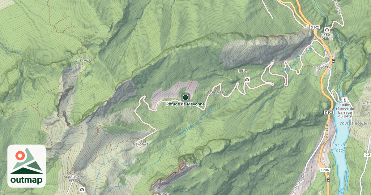 Map of Refuge de Mévonne