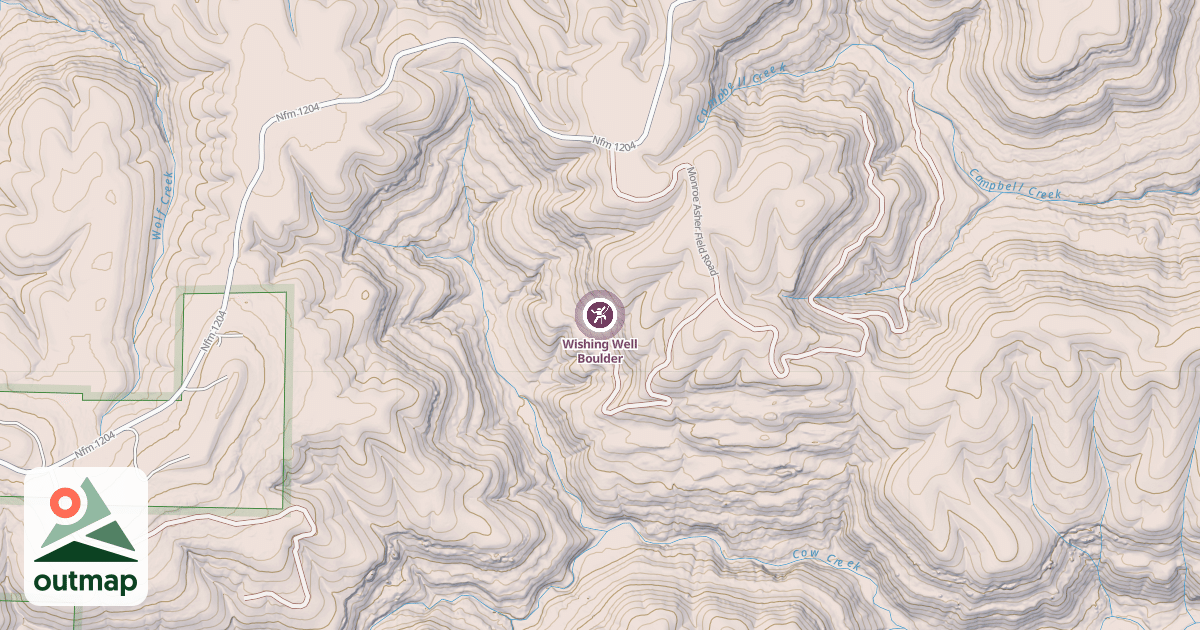 Map of Wishing Well Boulder