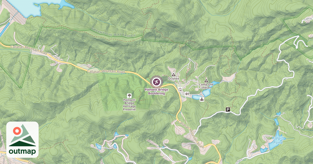 Map of Poinsett Bridge Bouldering