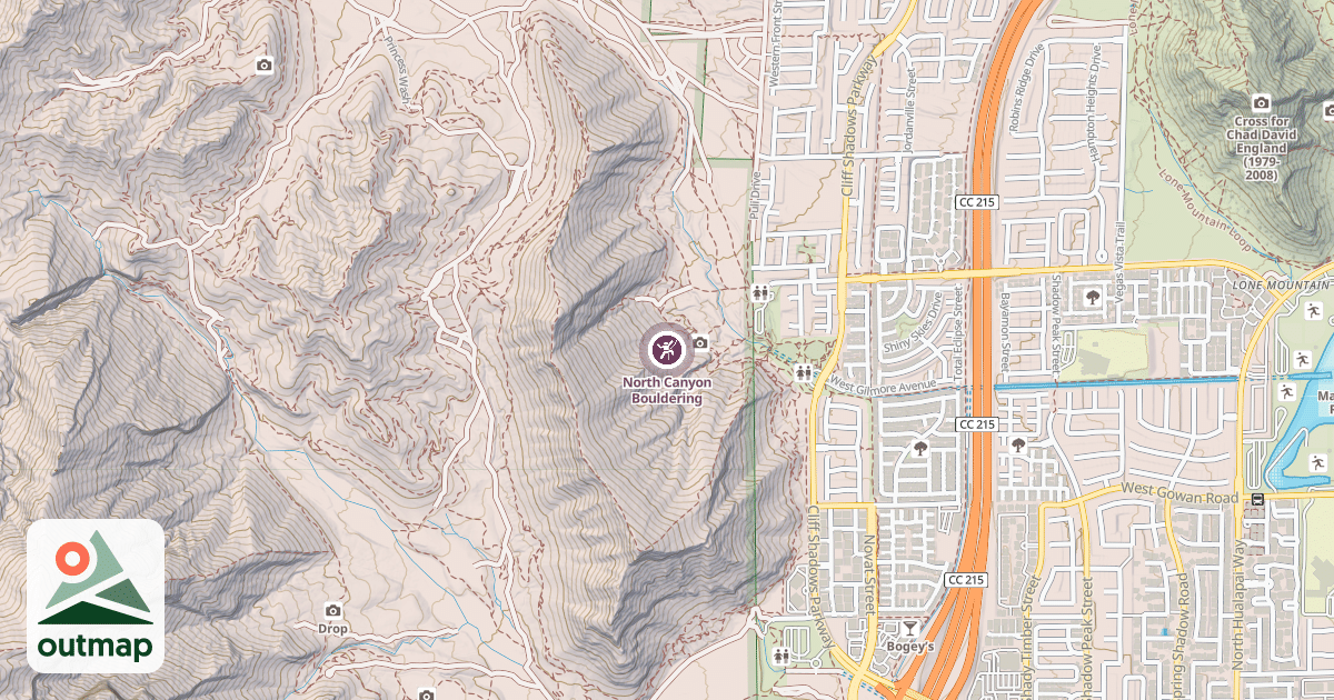 Map of North Canyon Bouldering