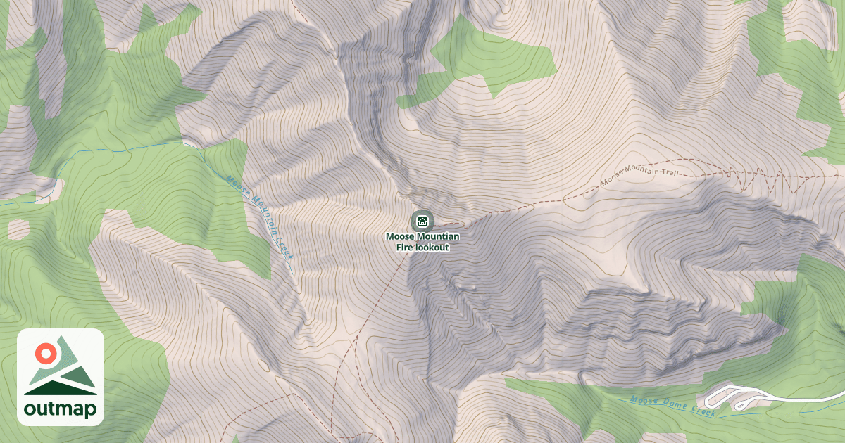 Map of Moose Mountian Fire lookout