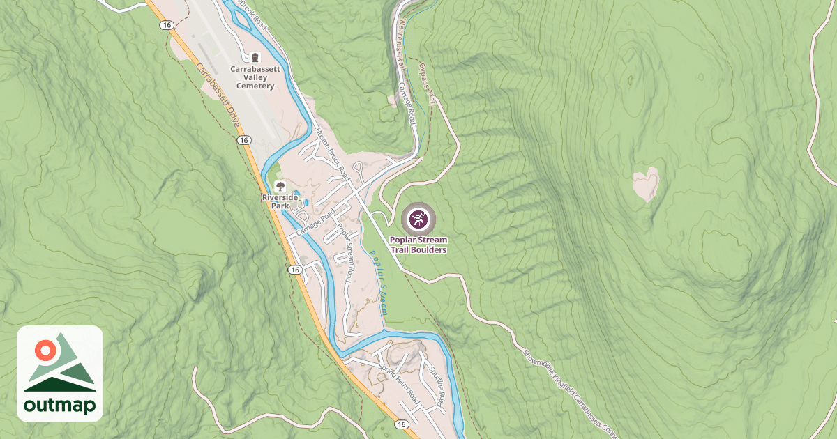 Map of Poplar Stream Trail Boulders