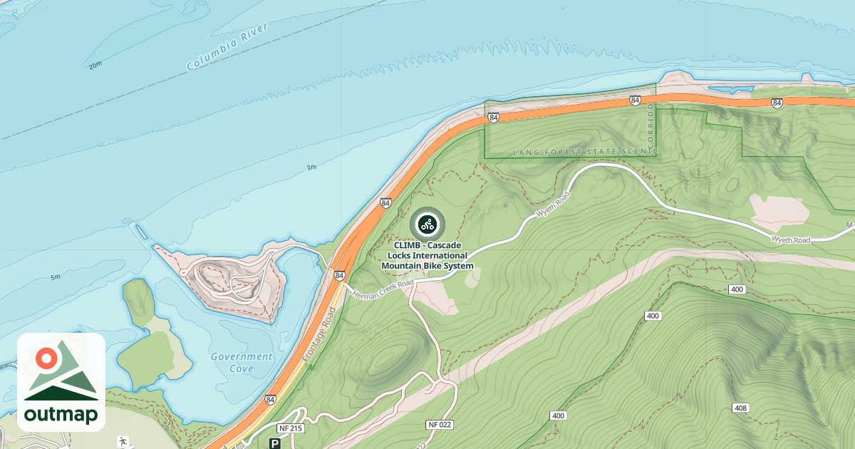 Map of CLIMB - Cascade Locks International Mountain Bike System