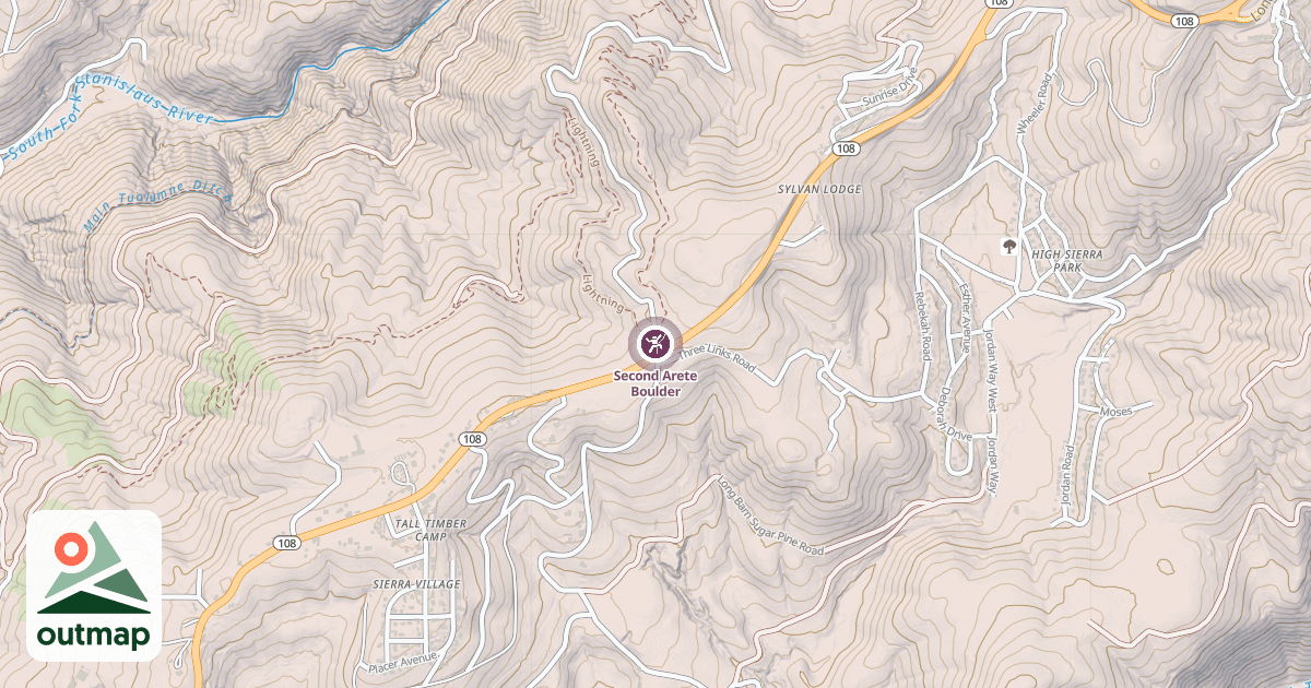 Map of Second Arete Boulder
