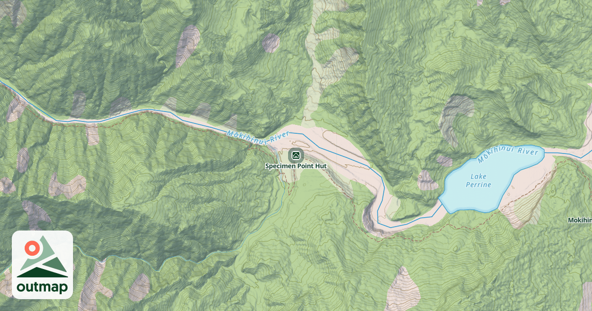 Map of Specimen Point Hut