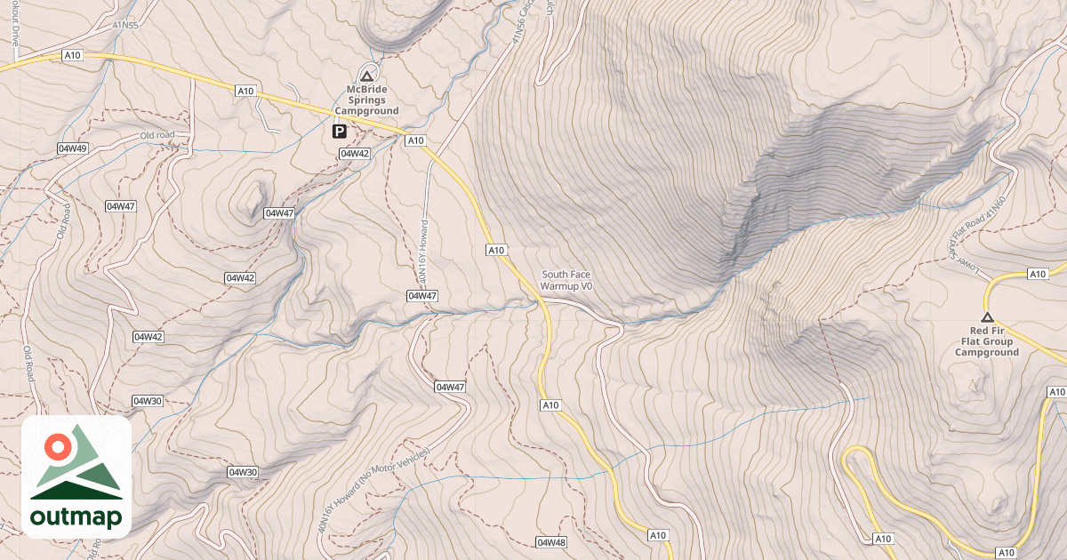 Map of South Face Warmup