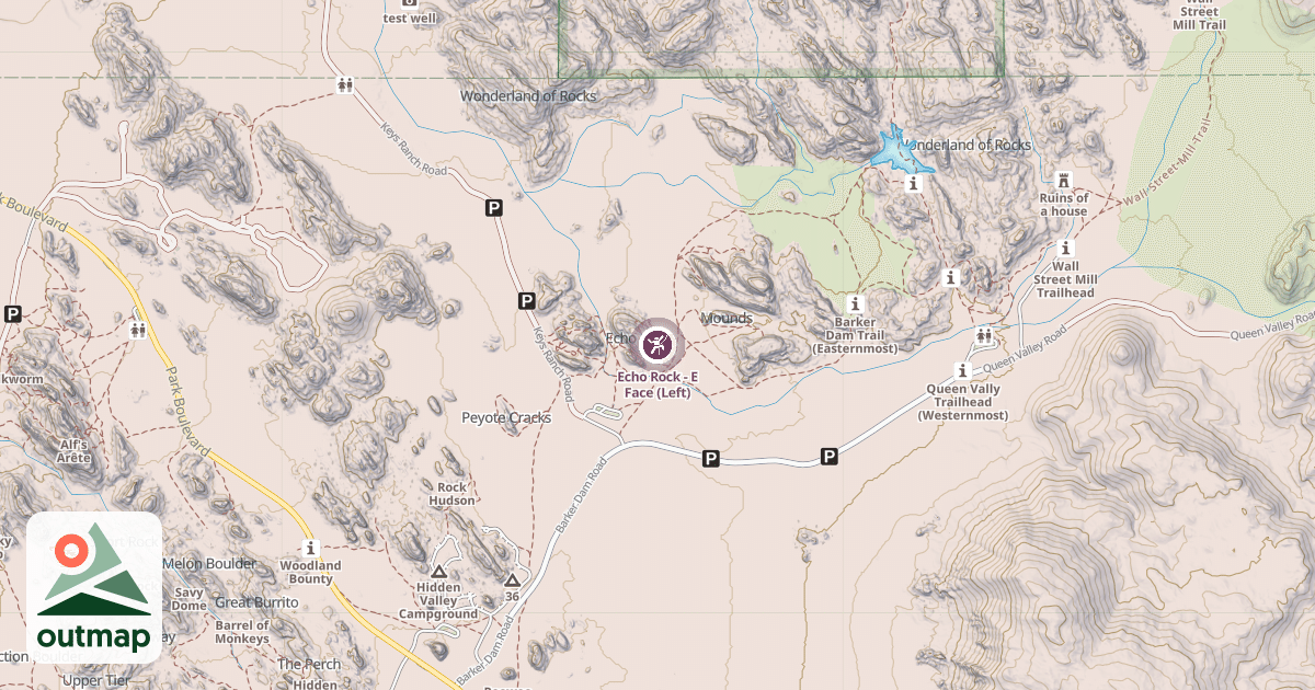 Map of Echo Rock - E Face (Left)