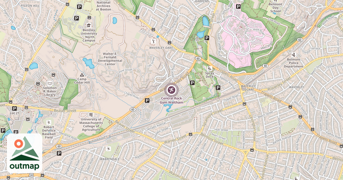 Map of Central Rock Gym Waltham