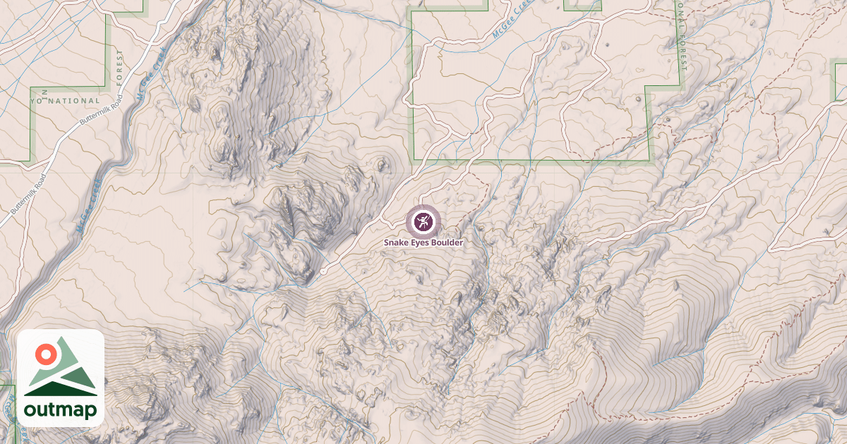 Map of Snake Eyes Boulder