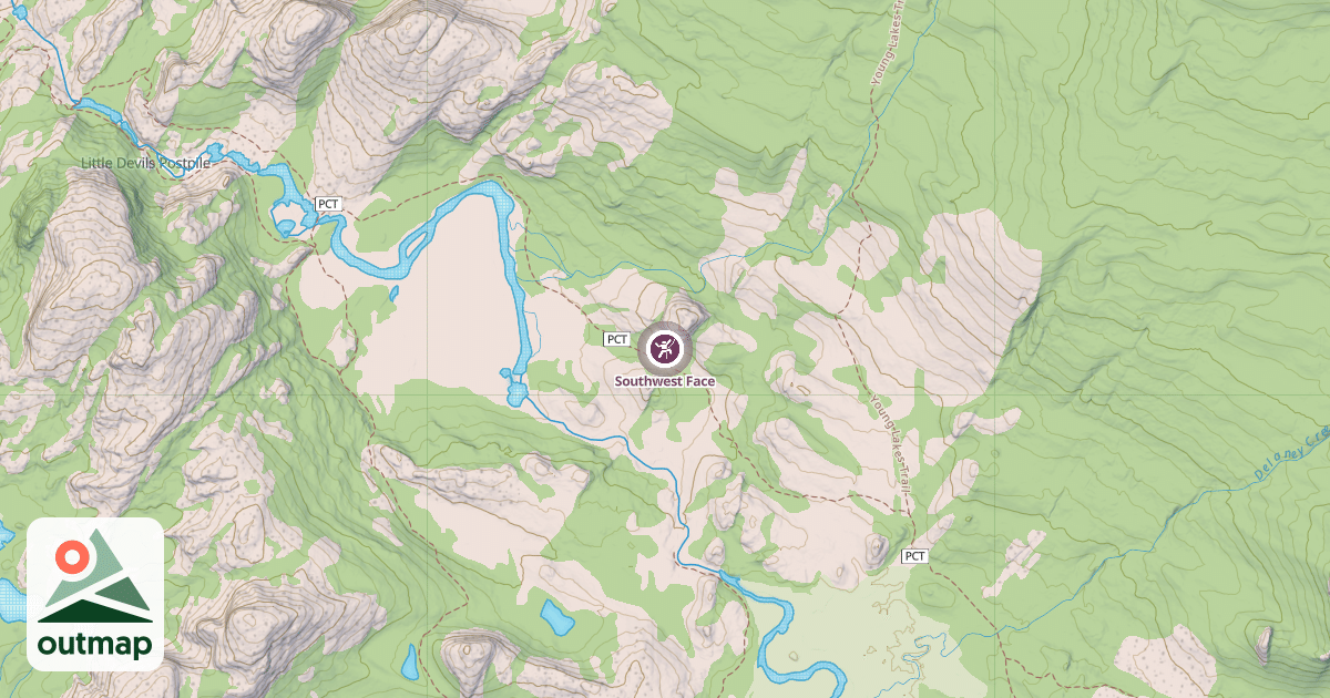 Map of Southwest Face