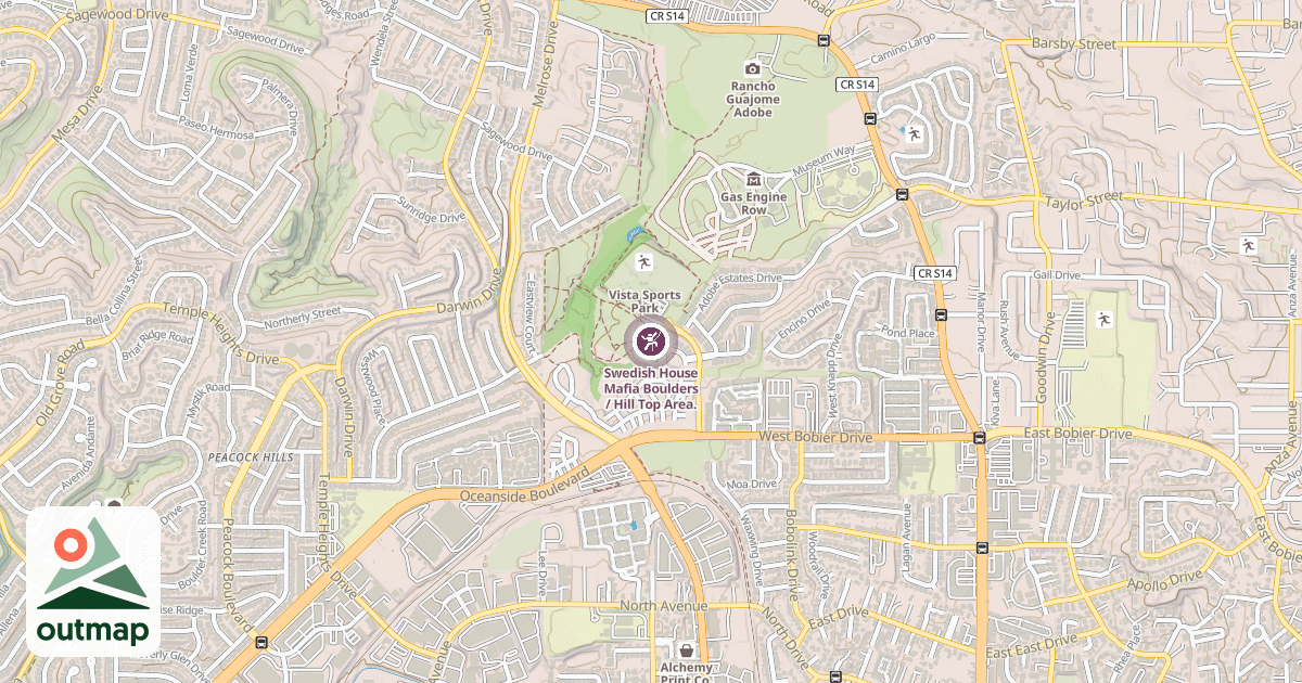 Map of Swedish House Mafia Boulders / Hill Top Area.