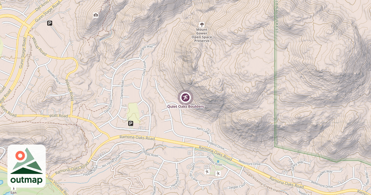 Map of Quiet Oaks Boulders