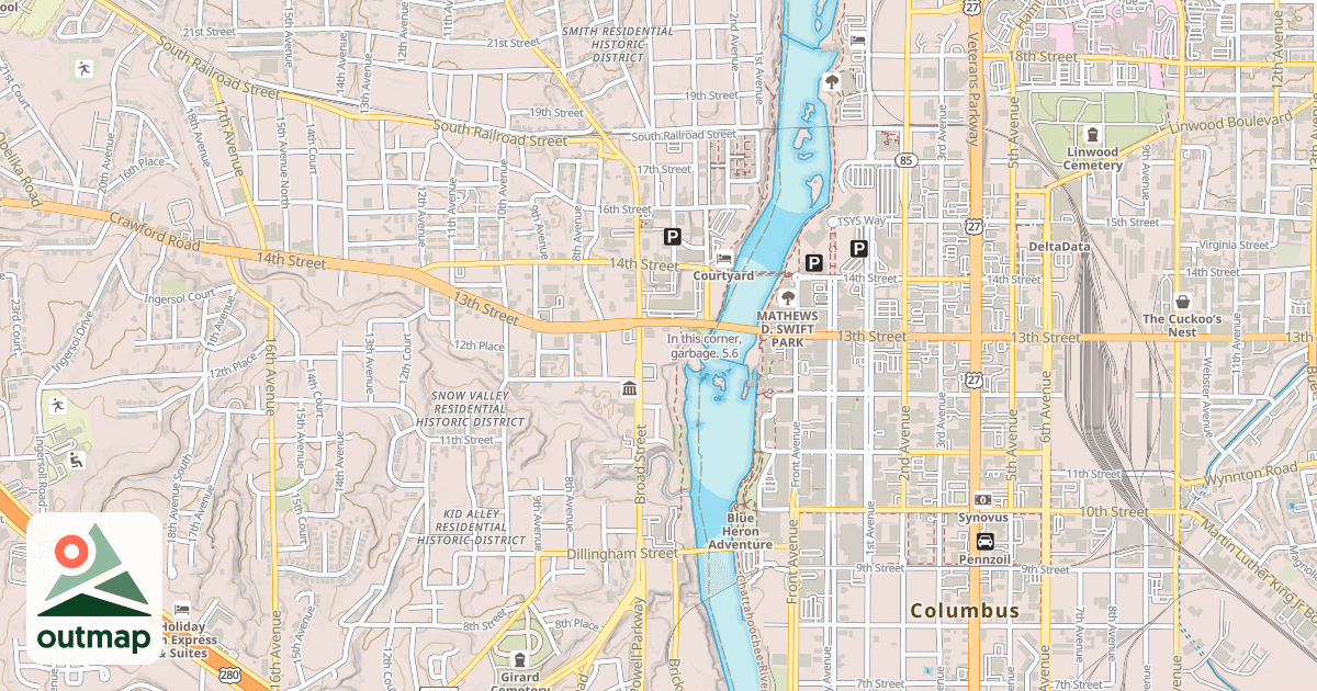 Map of In this corner, garbage. in Russell