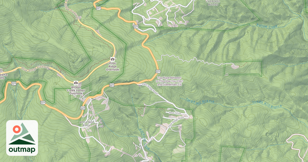 Map of Top Rope Between Is This How You Clip? and Sidewinder