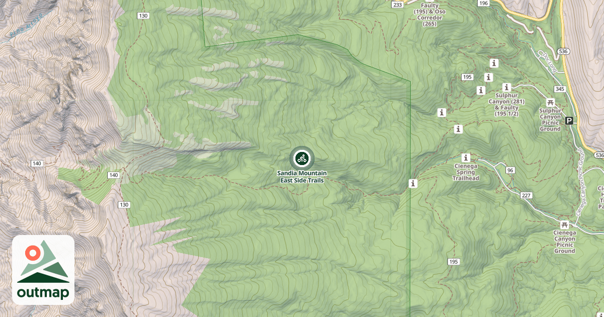 Map of Sandia Mountain East Side Trails