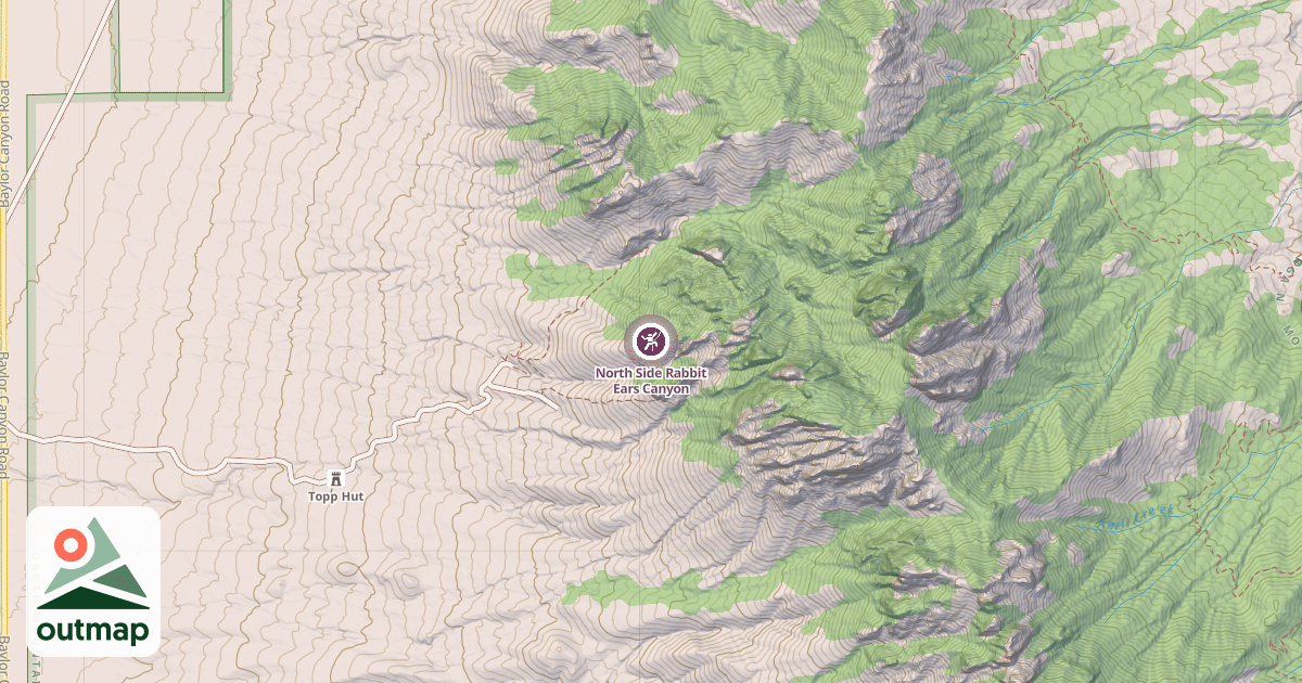 Map of North Side Rabbit Ears Canyon
