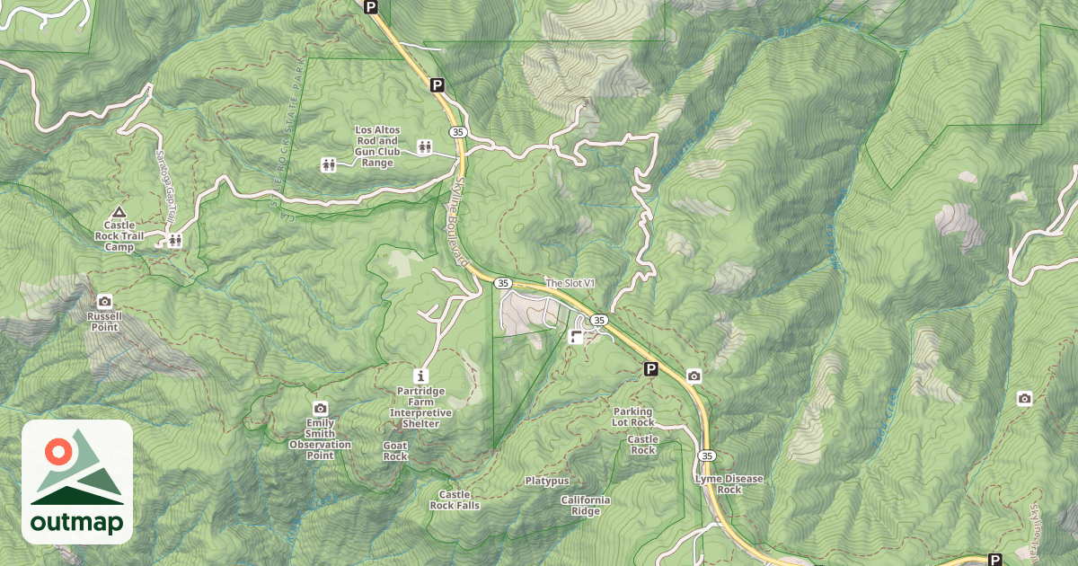 Map of The Slot in Santa Cruz