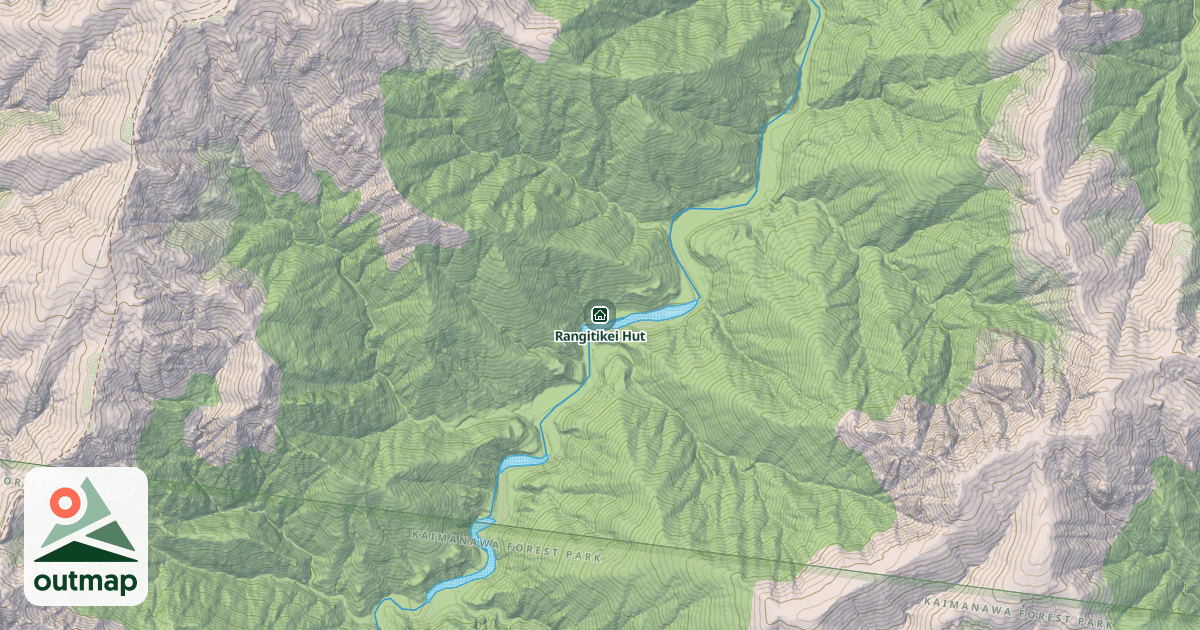 Map of Rangitikei Hut in Taupo District