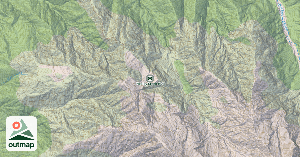 Map of Healey Creek Hut