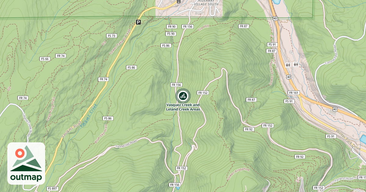 Map of Vasquez Creek and Leland Creek Areas