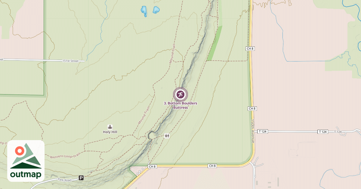 Map of 3. Bottom Boulders Buttress