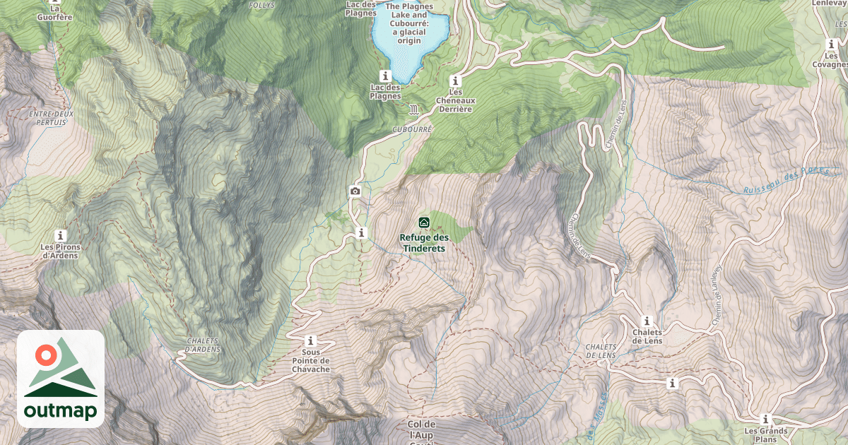 Map of Refuge des Tinderets